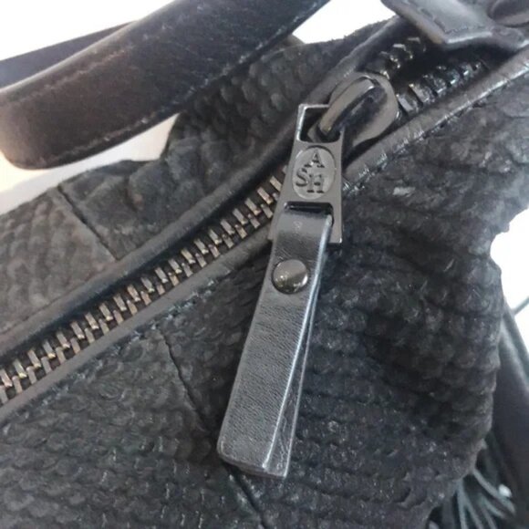 Ash Bo Black Python-Embossed Fringe Crossbody - Picture 12 of 15